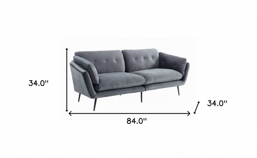 Modern 84" Dark Grey Sofa With Two Cushions By Homeroots | Sofas | Modishstore - 7