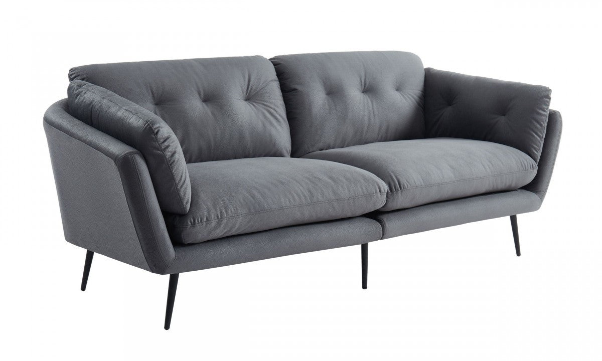 Modern 84" Dark Grey Sofa With Two Cushions By Homeroots | Sofas | Modishstore - 8