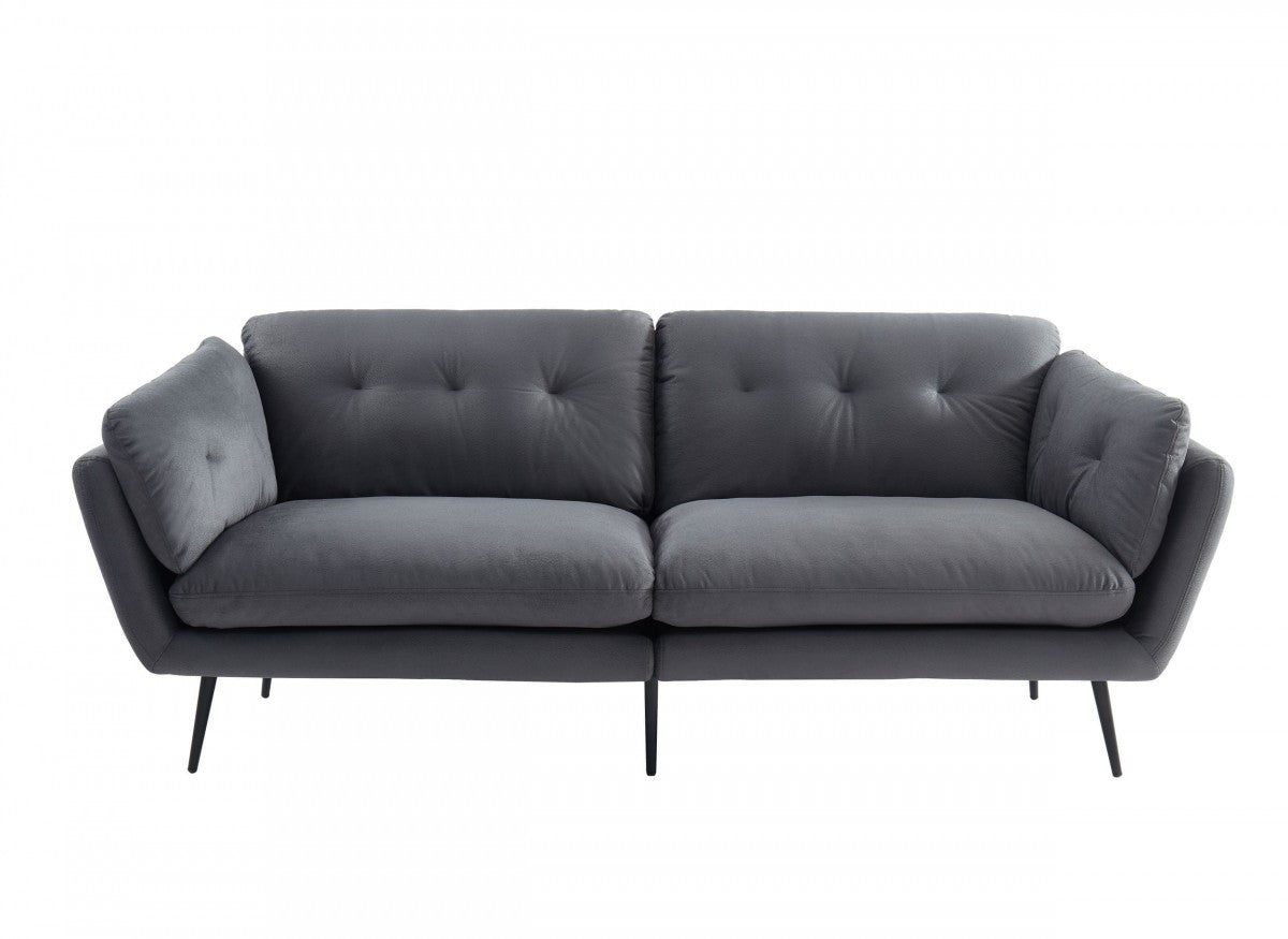 Modern 84" Dark Grey Sofa With Two Cushions By Homeroots | Sofas | Modishstore - 9