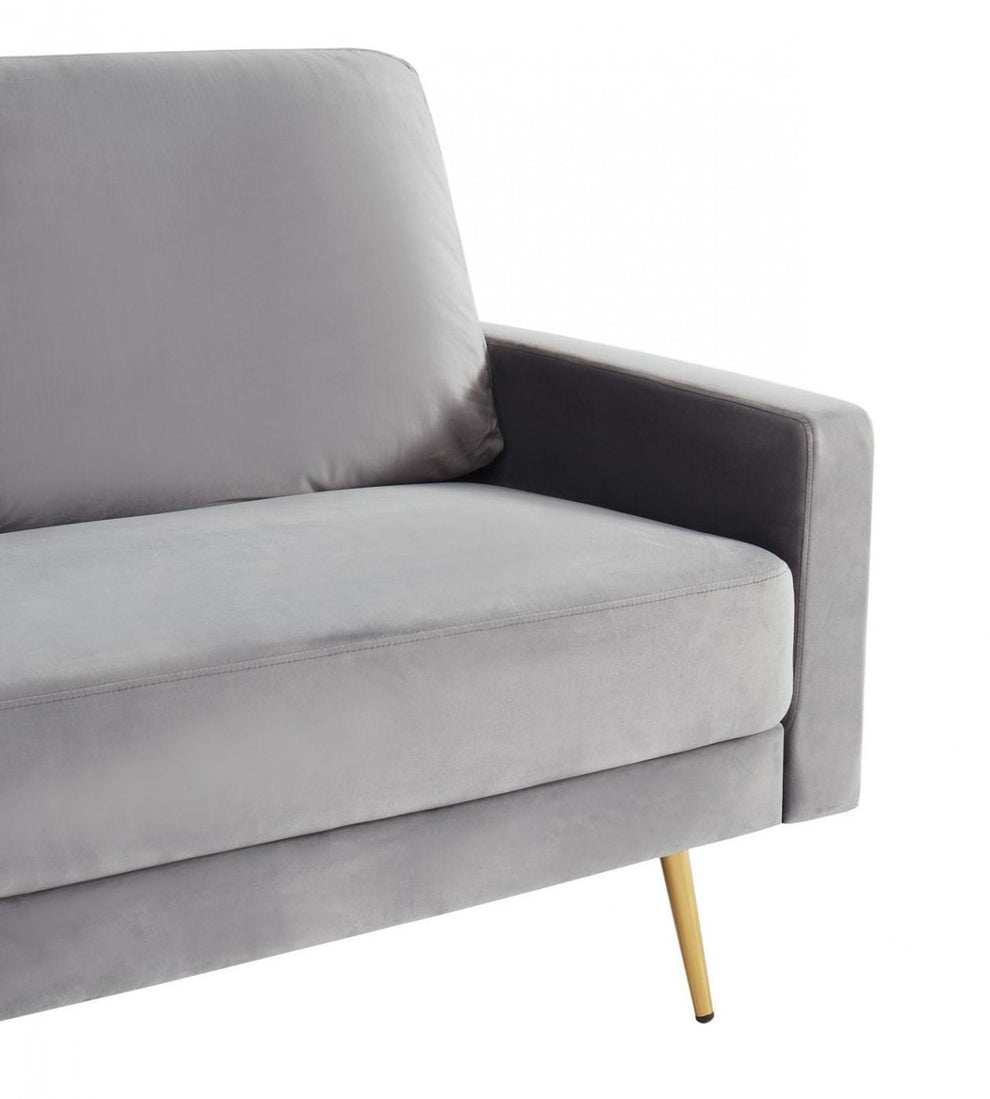 Compact 72" Grey Velvet Sofa With Two Cushions By Homeroots | Sofas | Modishstore - 5