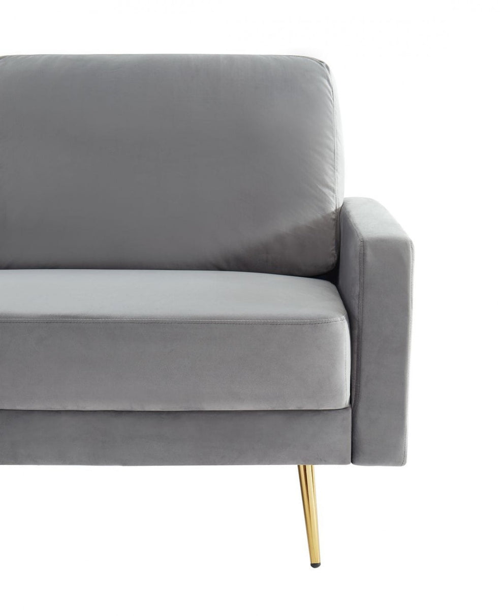 Compact 72" Grey Velvet Sofa With Two Cushions By Homeroots | Sofas | Modishstore - 6