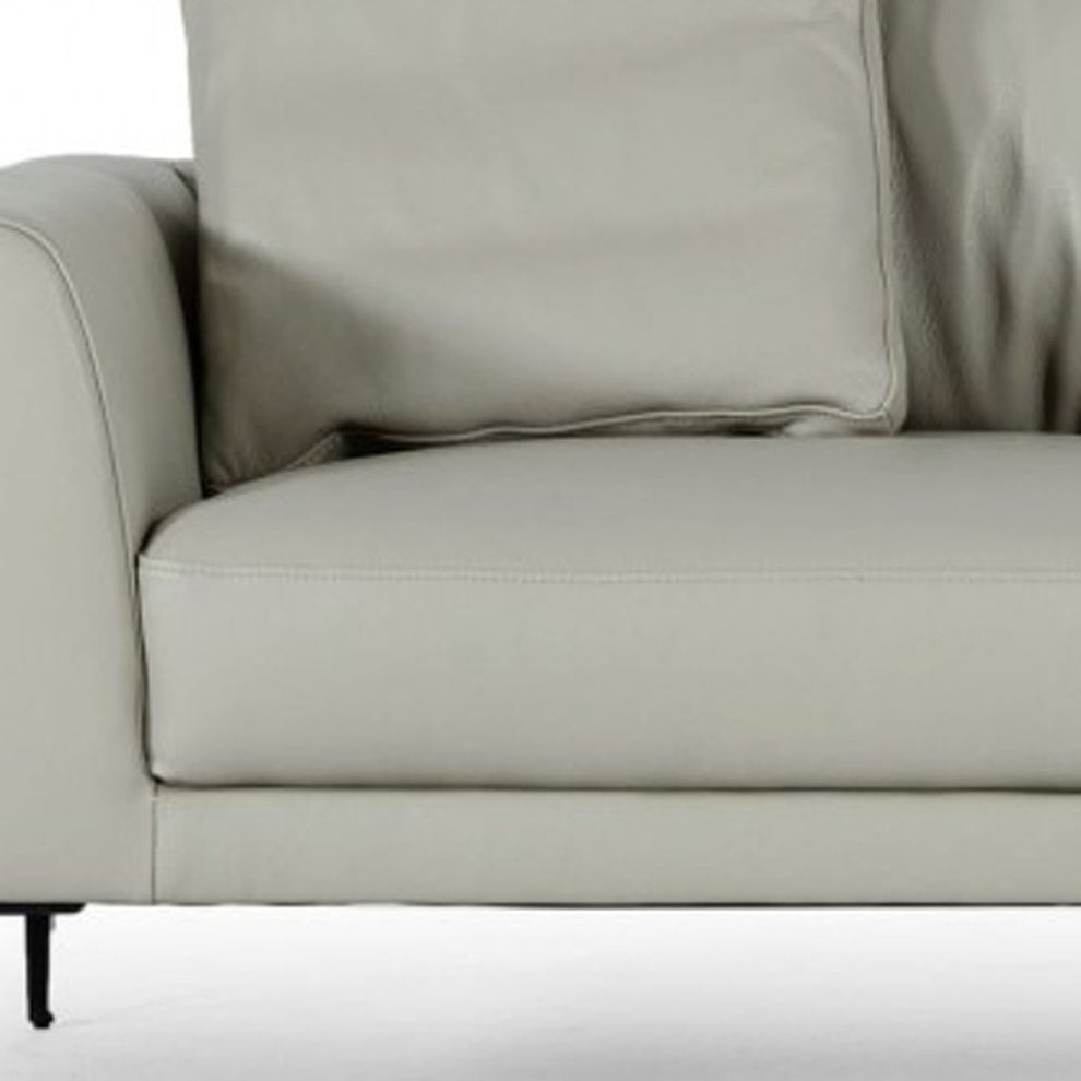 Contemporary 87" Light Grey Leather Sofa By Homeroots | Sofas | Modishstore - 6