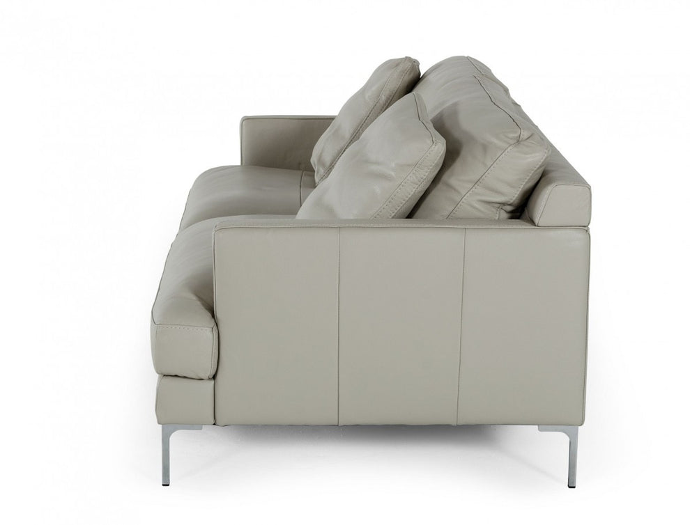 Contemporary 75" Light Grey Leather Sofa By Homeroots | Sofas | Modishstore - 3