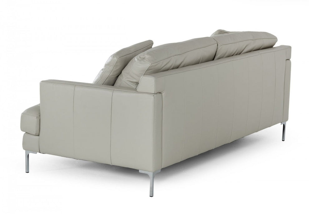 Contemporary 75" Light Grey Leather Sofa By Homeroots | Sofas | Modishstore - 4