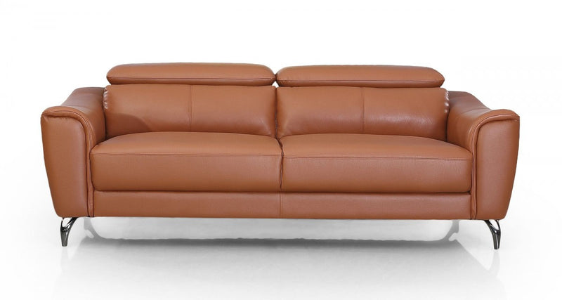 Urban 80" Brown Leather Adjustable Headrest Sofa By Homeroots | Sofas | Modishstore