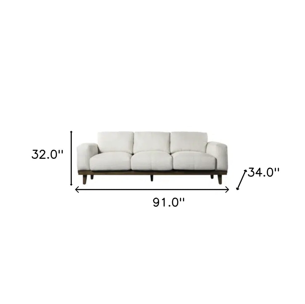 Contemporary 91" Grey Fabric Sofa By Homeroots | Sofas | Modishstore - 8