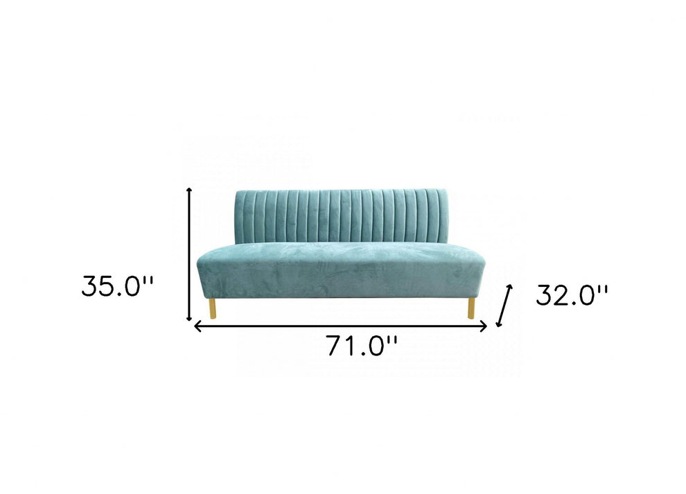 Stylish 71" Light Green Fabric And Gold Sofa By Homeroots | Sofas | Modishstore - 6