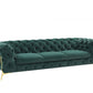 Glam 97" Green Velvet And Gold Accent Sofa By Homeroots | Sofas | Modishstore - 2