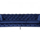 Contemporary 97" Blue Velvet And Gold Accent Sofa By Homeroots | Sofas | Modishstore
