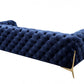 Contemporary 97" Blue Velvet And Gold Accent Sofa By Homeroots | Sofas | Modishstore - 3