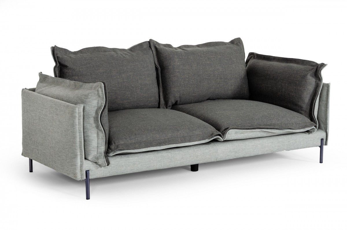 Modern 87" Two Tone Grey Sofa With Reversible Cushions By Homeroots | Sofas | Modishstore - 4
