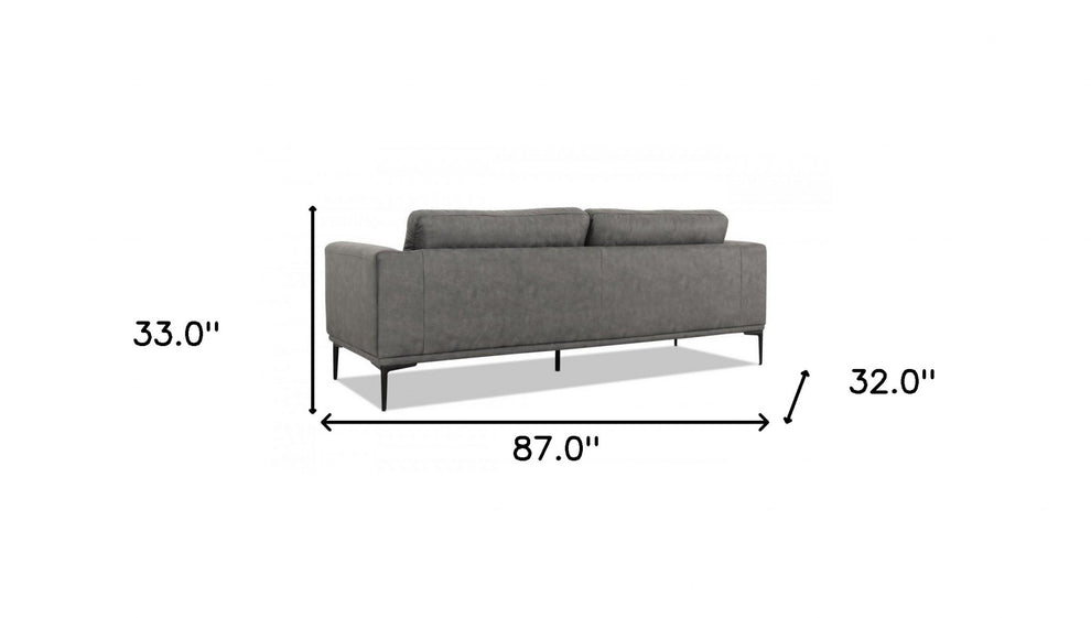 Modern 87" Dark Grey Sofa With Removable Back Cushions By Homeroots | Sofas | Modishstore - 5
