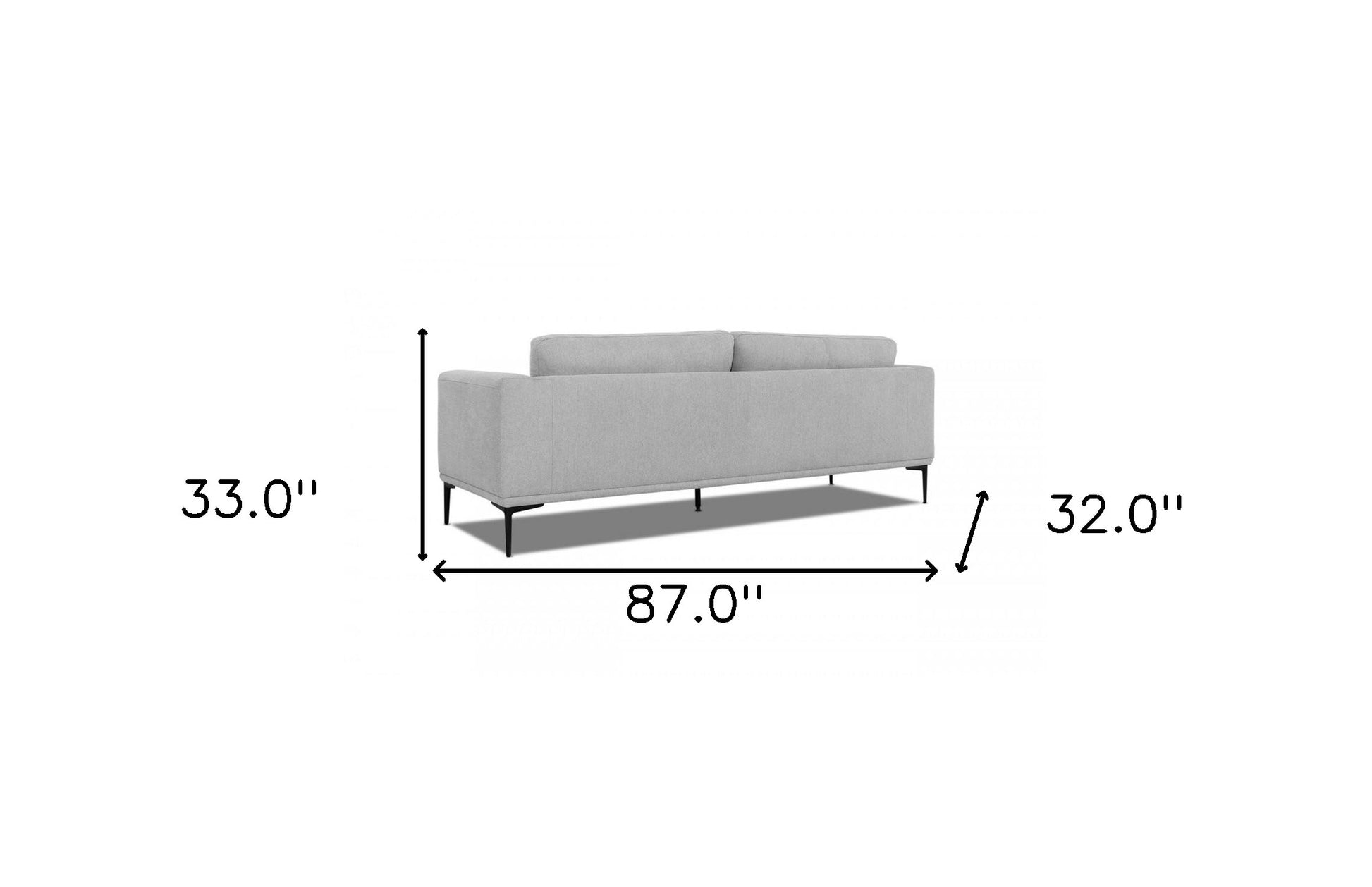 Modern 87" Dark Grey Sofa With Removable Back Cushions By Homeroots | Sofas | Modishstore - 12