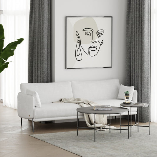 Modern 85" White and Black Fabric Sofa By Homeroots | Sofas | Modishstore