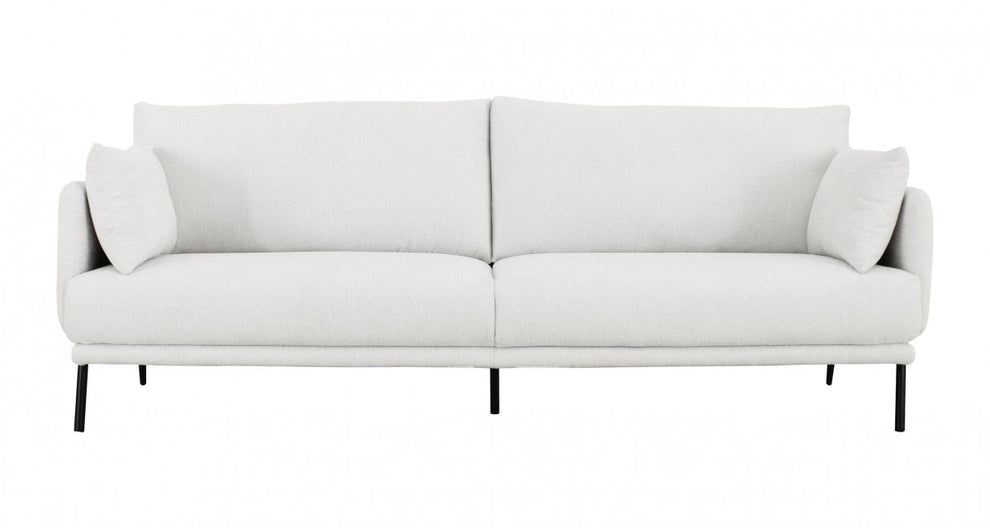 Modern 85" White and Black Fabric Sofa By Homeroots | Sofas | Modishstore - 3