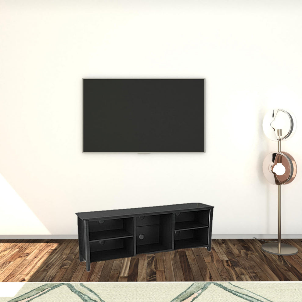 70" Black Open Shelving TV Stand With Bookcase By Homeroots | TV Stands | Modishstore - 7