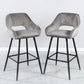 Set Of Two 38" Gray Velvet And Black Open Back Bar Height Chairs By Homeroots