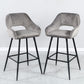 Set Of Two 38" Gray Velvet And Black Open Back Bar Height Chairs By Homeroots | Bar Stools | Modishstore - 4