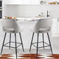 Set Of Two 38" Gray Velvet And Black Open Back Bar Height Chairs By Homeroots