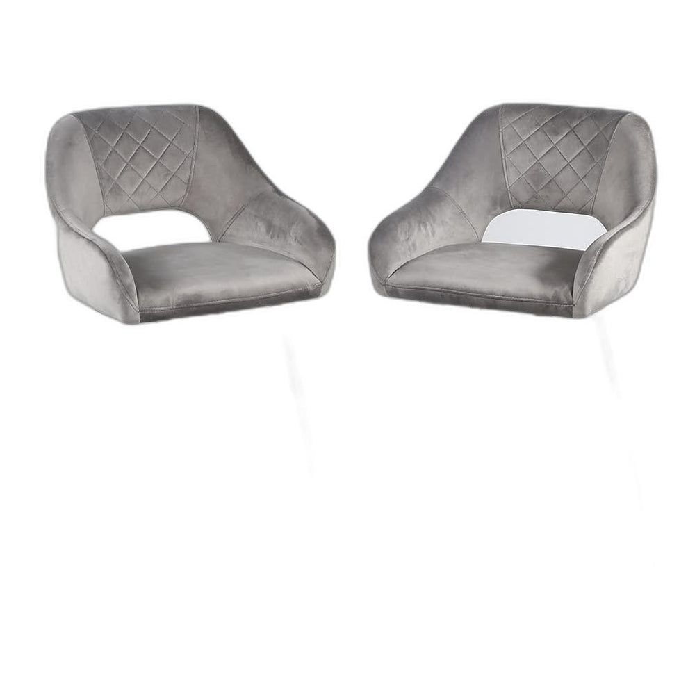 Set Of Two 38" Gray Velvet And Black Open Back Bar Height Chairs By Homeroots | Bar Stools | Modishstore - 3