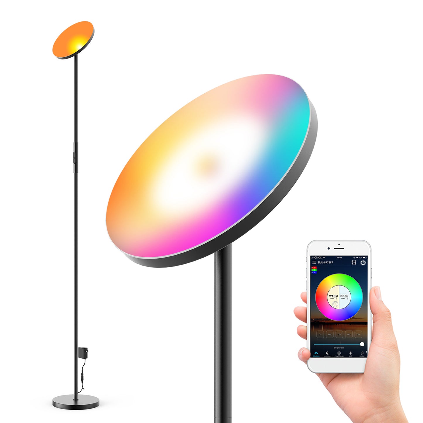 67" Color Changing LED Smart Novelty Floor Lamp By Homeroots | Floor Lamps | Modishstore - 4