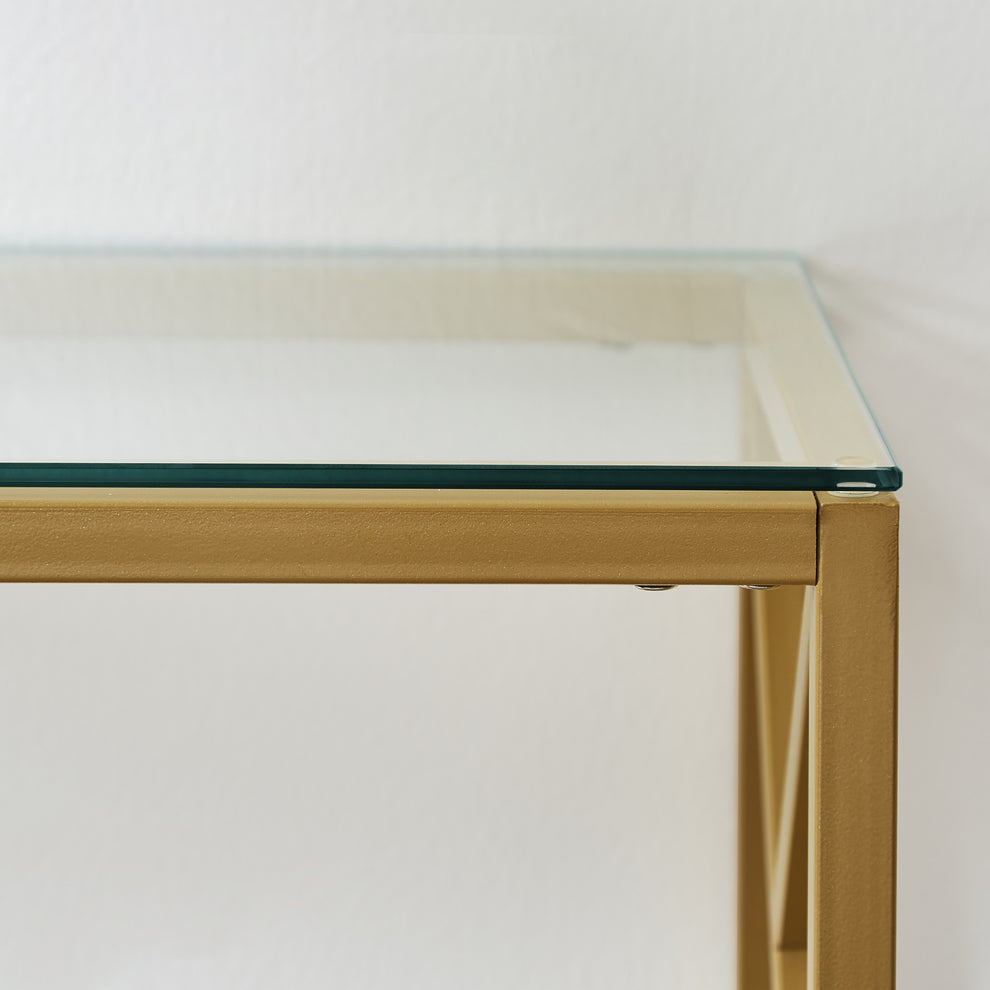 12" Clear and Gold Glass Frame Console Table By Homeroots | Console Tables | Modishstore - 5