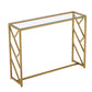 12" Clear and Gold Glass Frame Console Table By Homeroots | Console Tables | Modishstore
