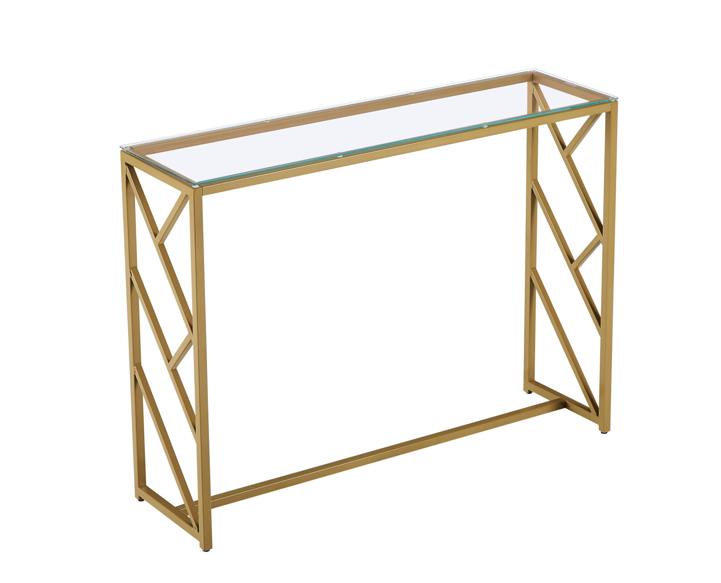 12" Clear and Gold Glass Frame Console Table By Homeroots | Console Tables | Modishstore