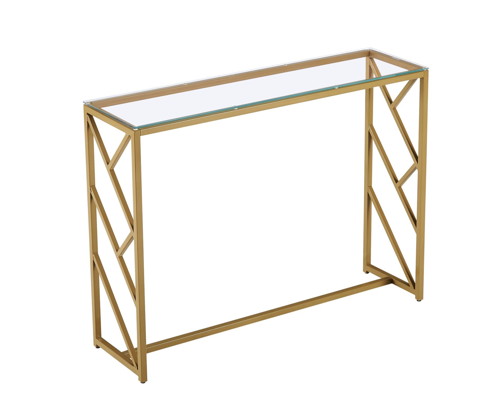 12" Clear and Gold Glass Frame Console Table By Homeroots | Console Tables | Modishstore