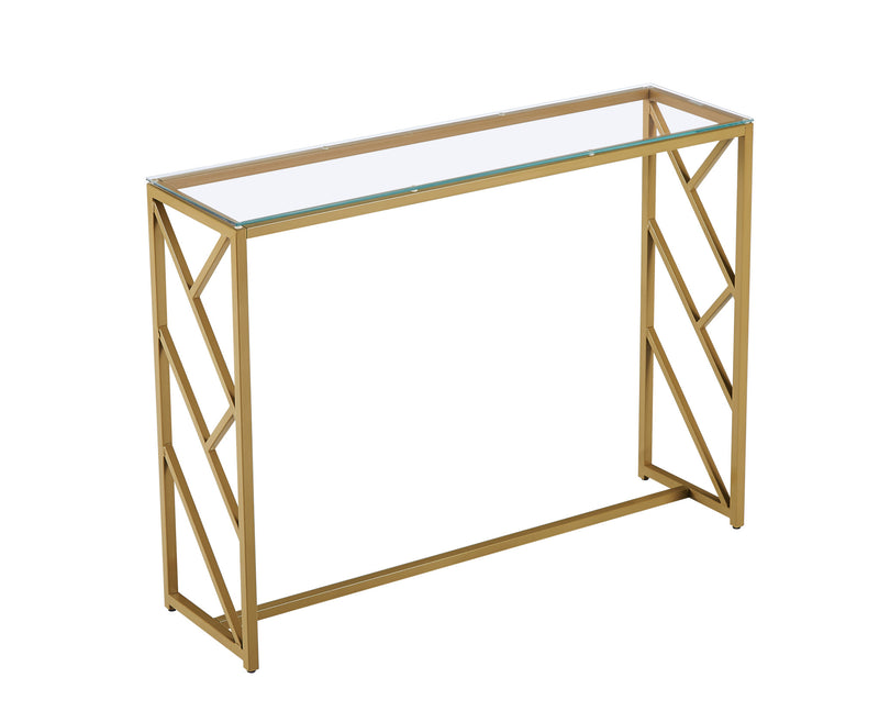 12" Clear and Gold Glass Frame Console Table By Homeroots | Console Tables | Modishstore
