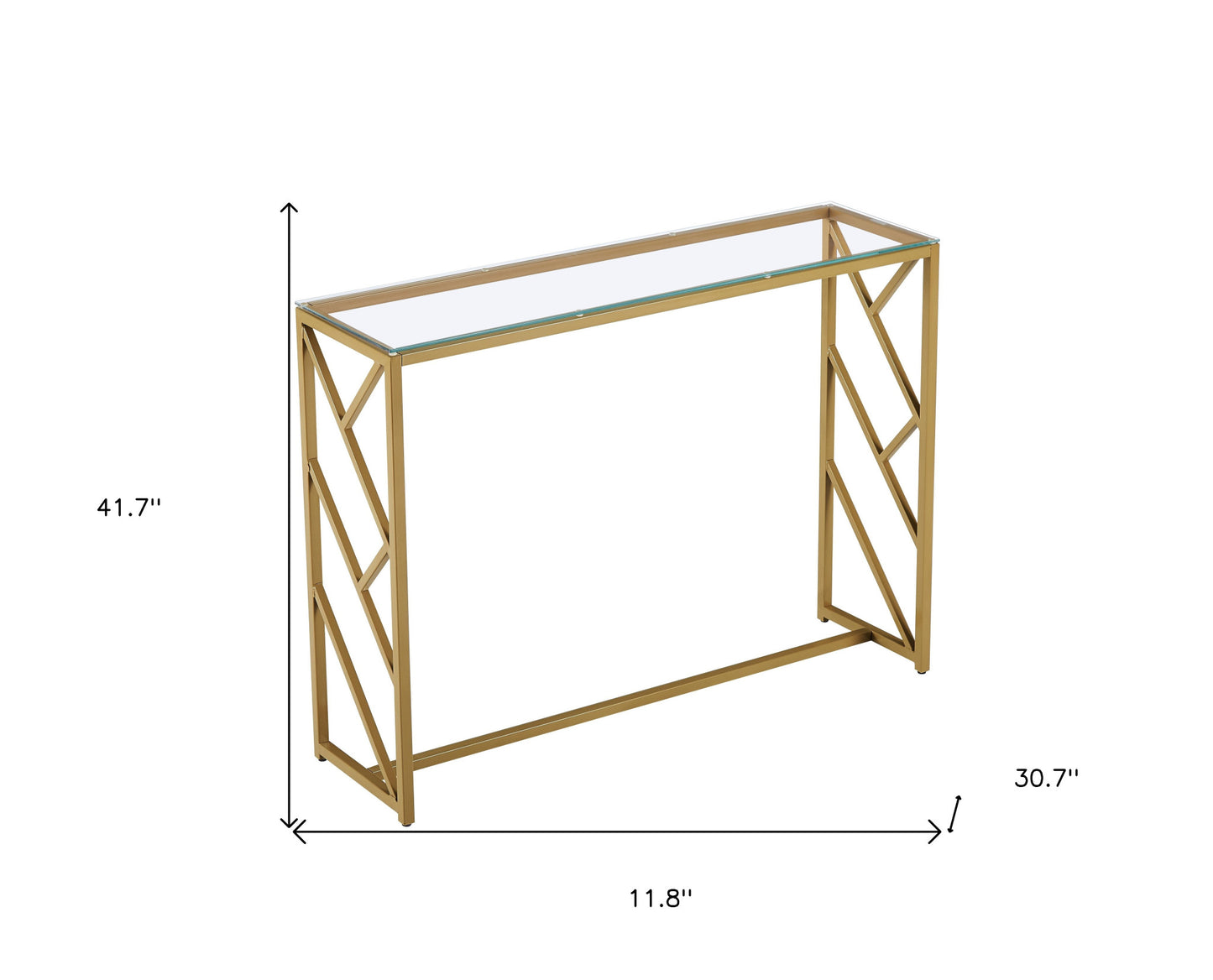 12" Clear and Gold Glass Frame Console Table By Homeroots | Console Tables | Modishstore - 8