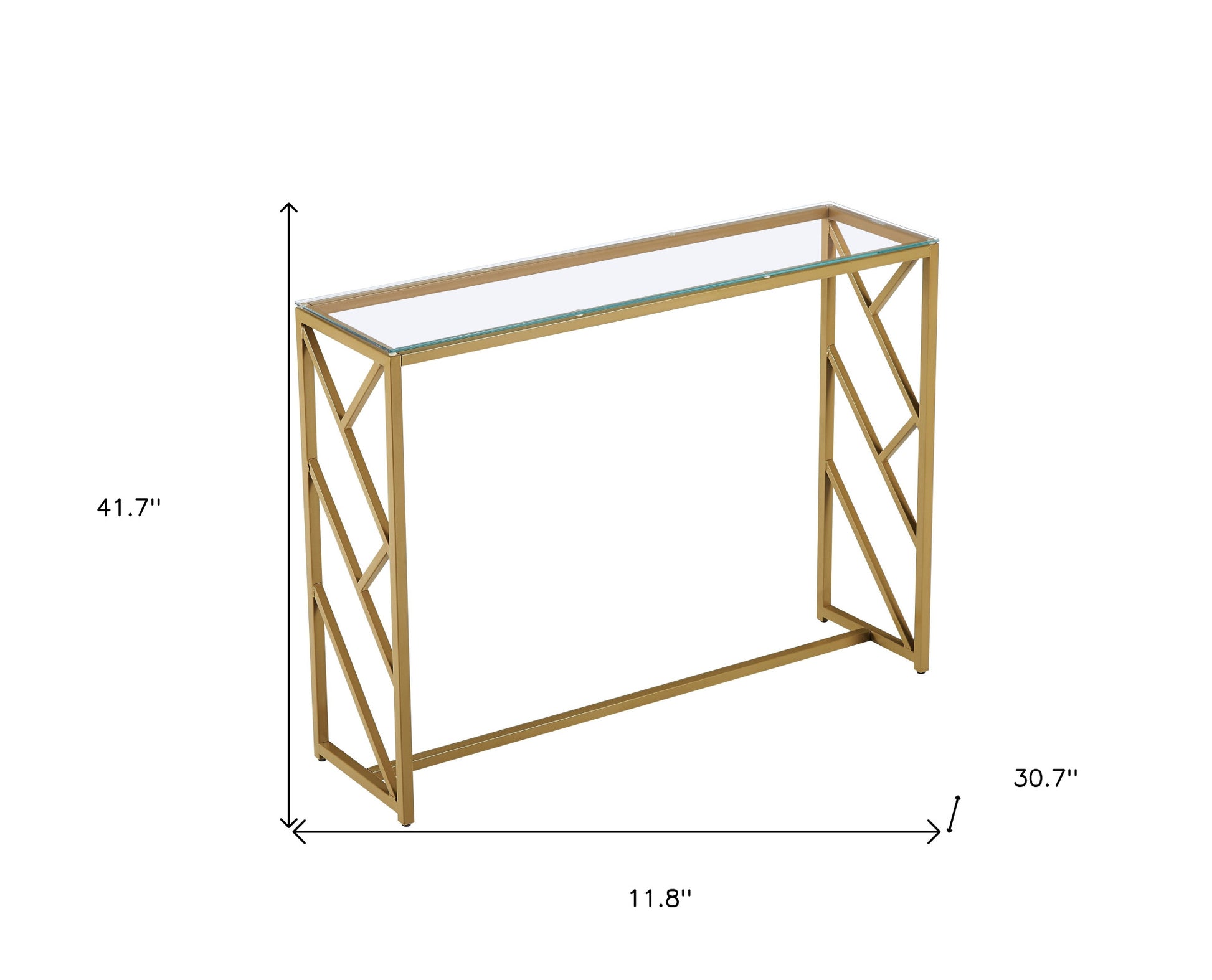 12" Clear and Gold Glass Frame Console Table By Homeroots | Console Tables | Modishstore - 8