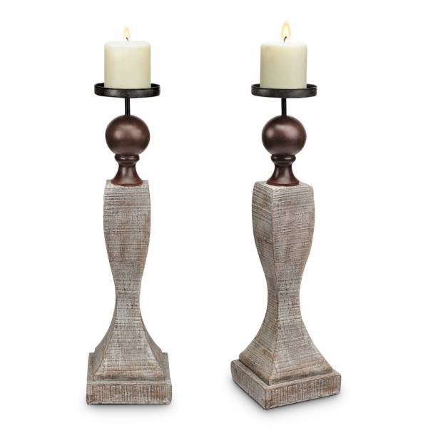 Whitewash Pillar Candleholder By SPI Home | Candle Holders | Modishstore-2