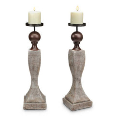 Whitewash Pillar Candleholder By SPI Home