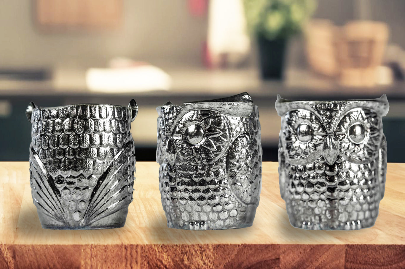 Textured Metallic Glow Moravian Owl Votive Holders – Modish Store