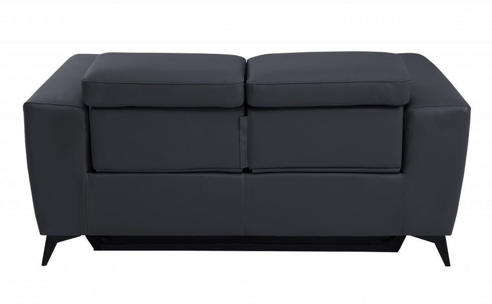 65" Beige Italian Leather and Stainless Reclining Love Seat By Homeroots | Loveseats | Modishstore - 8