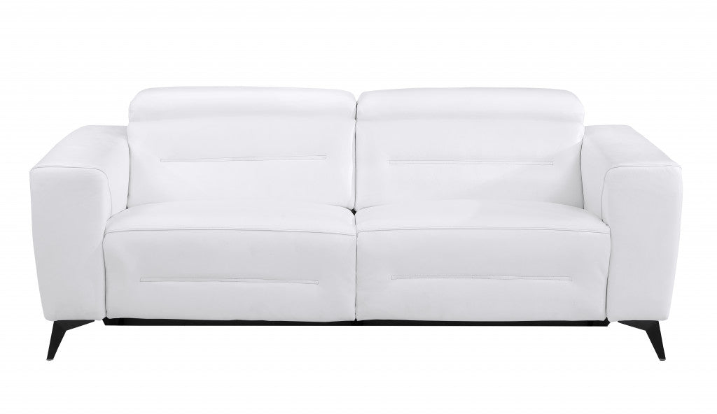 83" White Italian Leather Reclining Sofa By Homeroots | Sofas | Modishstore