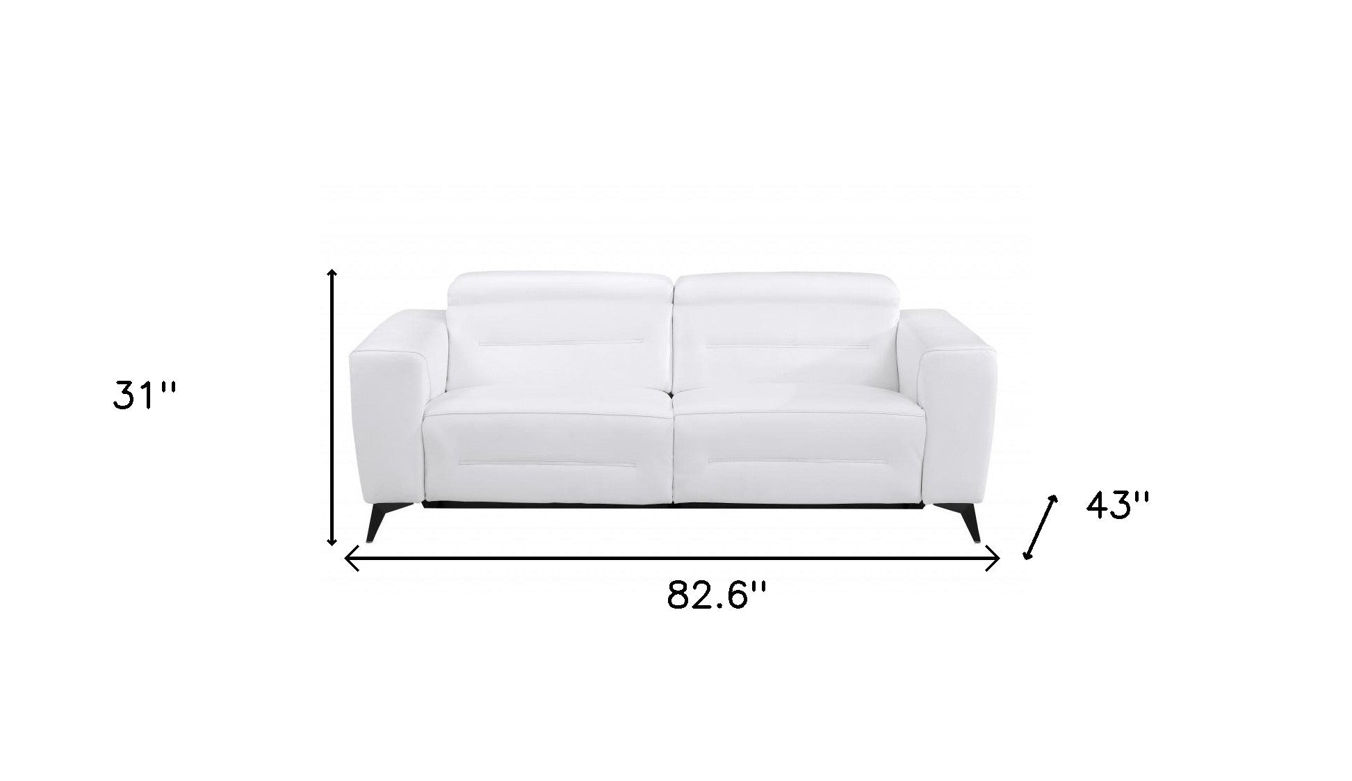83" White Italian Leather Reclining Sofa By Homeroots | Sofas | Modishstore - 6