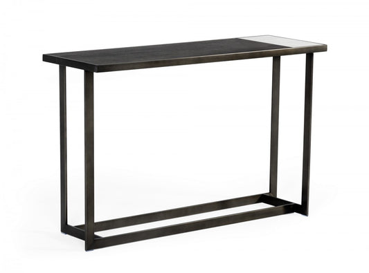 Asymmetrical 47" Antiqued Bronze Grey And Ceramic Console Table By Homeroots | Console Tables | Modishstore