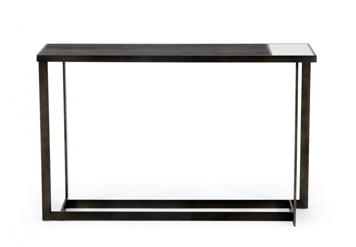 Asymmetrical 47" Antiqued Bronze Grey And Ceramic Console Table By Homeroots | Console Tables | Modishstore - 2