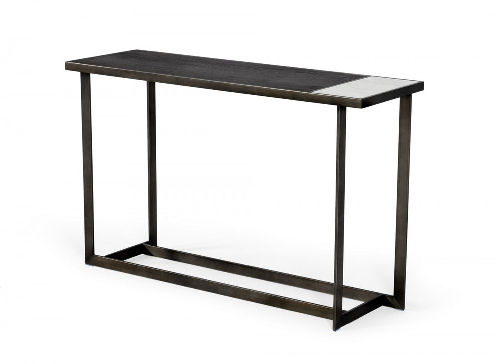 Asymmetrical 47" Antiqued Bronze Grey And Ceramic Console Table By Homeroots | Console Tables | Modishstore - 3