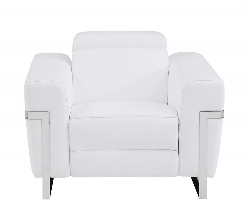 41" White Italian Leather Power Recliner Chair By Homeroots | Recliners | Modishstore