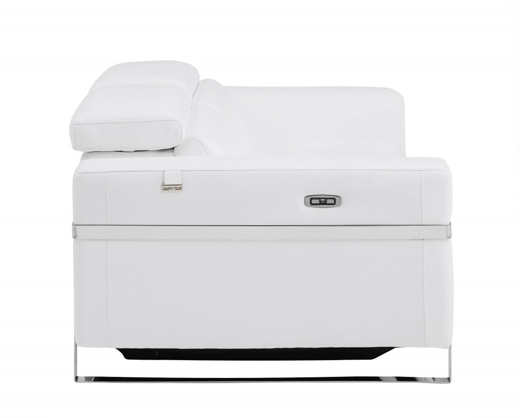 41" White Italian Leather Power Recliner Chair By Homeroots | Recliners | Modishstore - 3