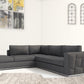 Dark Gray Deco Tufted Italian Leather Modular L Shaped Two Piece Corner Sectional By Homeroots
