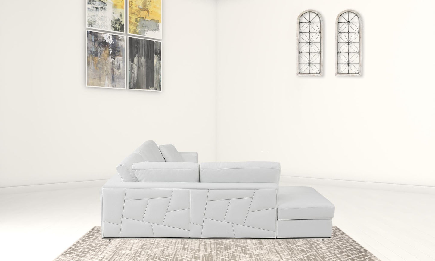White Deco Tufted Italian Leather Modular L Shape Two Piece Corner Sectional By Homeroots | Sectional | Modishstore - 6