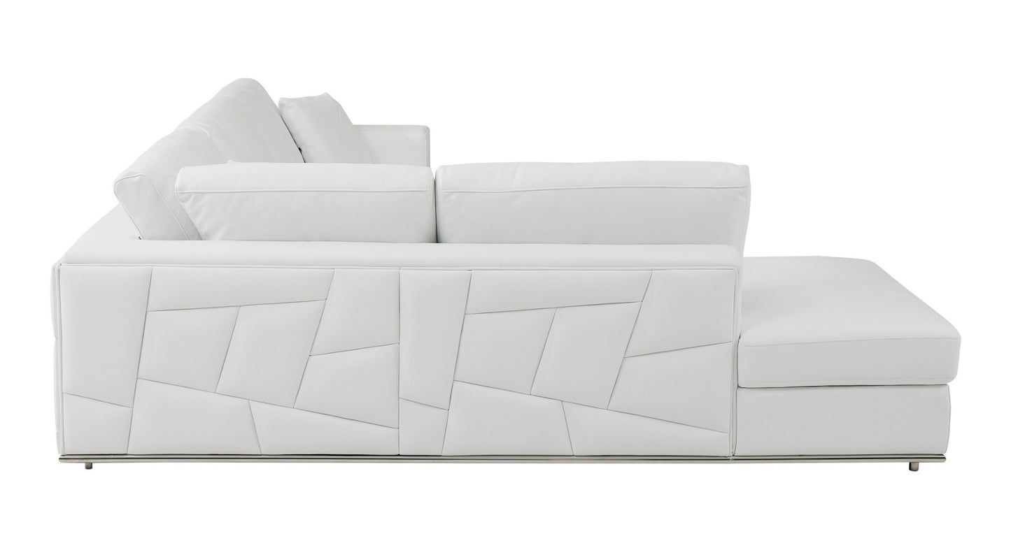 White Deco Tufted Italian Leather Modular L Shape Two Piece Corner Sectional By Homeroots | Sectional | Modishstore