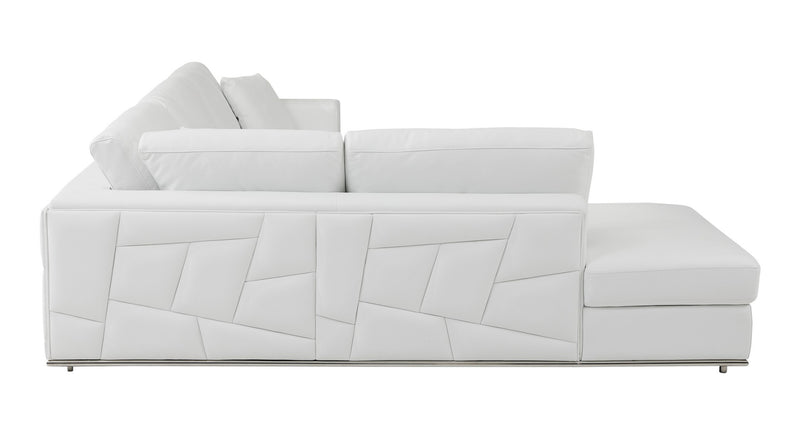 White Deco Tufted Italian Leather Modular L Shape Two Piece Corner Sectional By Homeroots | Sectional | Modishstore