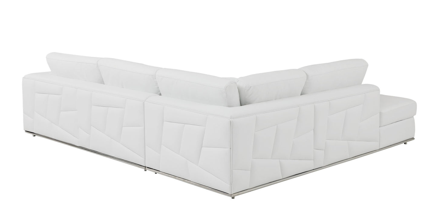 White Deco Tufted Italian Leather Modular L Shape Two Piece Corner Sectional By Homeroots | Sectional | Modishstore - 2
