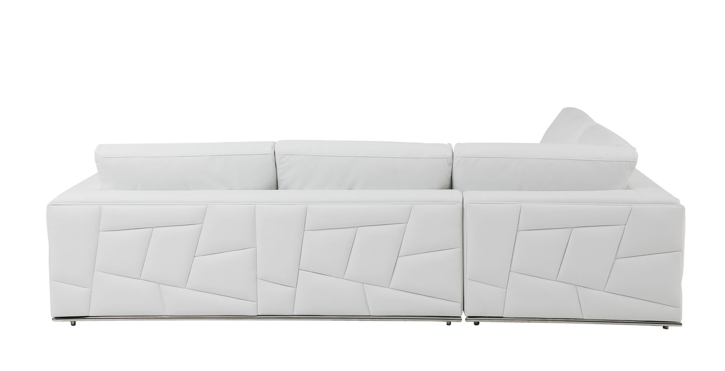 White Deco Tufted Italian Leather Modular L Shape Two Piece Corner Sectional By Homeroots