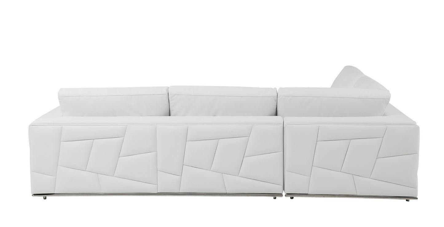 White Deco Tufted Italian Leather Modular L Shape Two Piece Corner Sectional By Homeroots | Sectional | Modishstore - 3